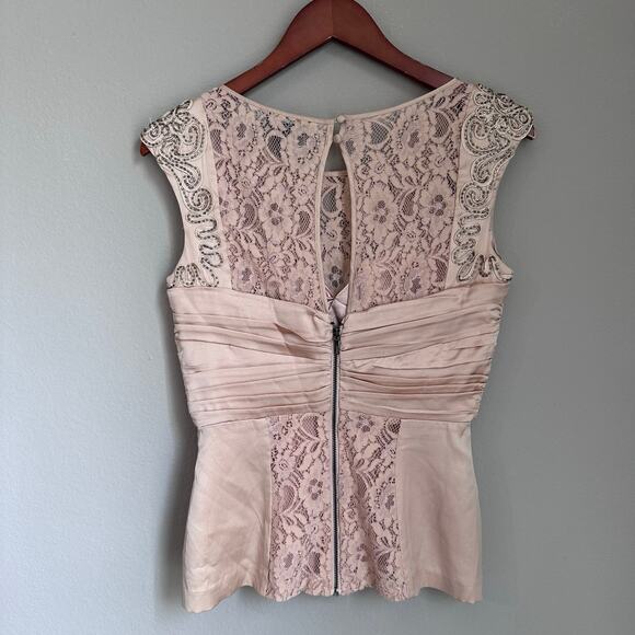 Bebe Coquette Embellished Lace Corset Silk Top Blush Pink Satin Bustier Babydoll - Picture 4 of 10